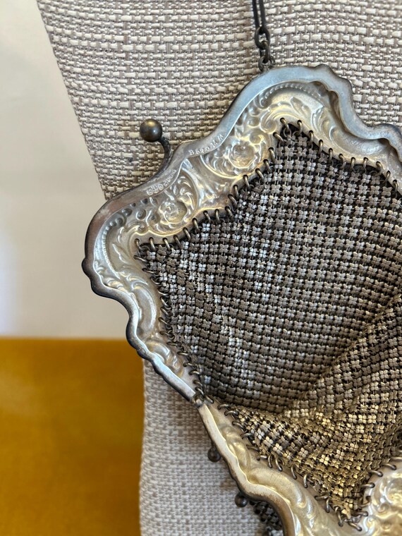 Antique Sterling Silver Mesh Chain Purse - image 5
