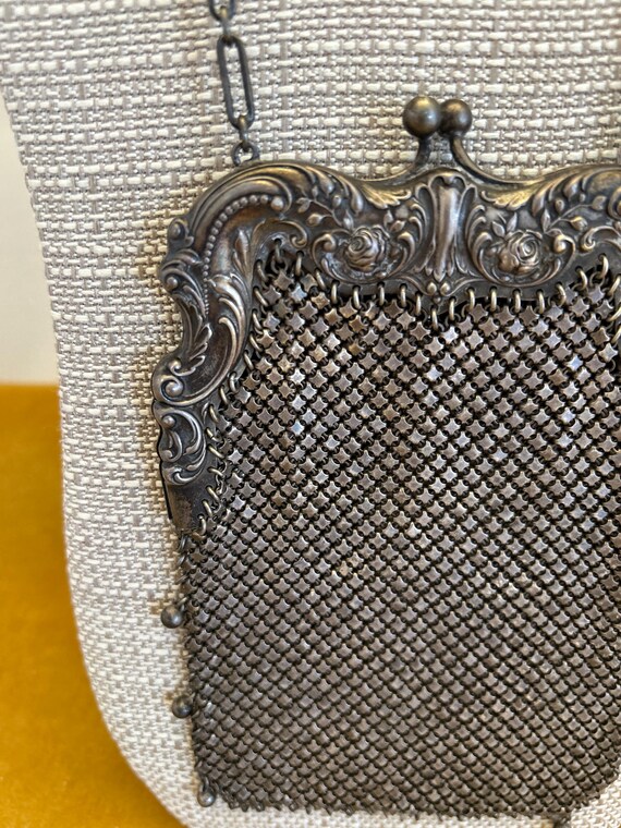 Antique Sterling Silver Mesh Chain Purse - image 3