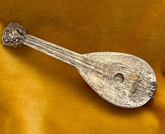 Perfume Bottle Silver Mandoline 19th Century