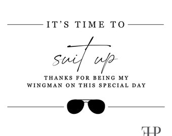 Wingman Time to Suit Up Danke Socken Label Wrapper printable | Geschenke für Bräutigam, Trauzeugen, Ringträger | SOFORTIGER DOWNLOAD DIGITALDATEI