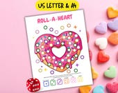Roll a Heart Candy Dice Game, Valentine's Day Classroom Party Game Printable, Donut Heart, Winter Boredom Buster, Senior Activity
