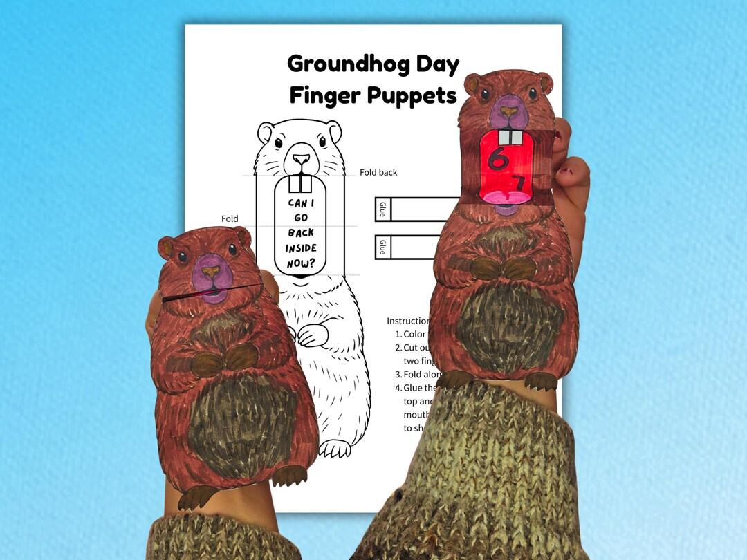 Funny 67 Groundhog Day Finger Puppet Craft, Groundhog Day Classroom ...