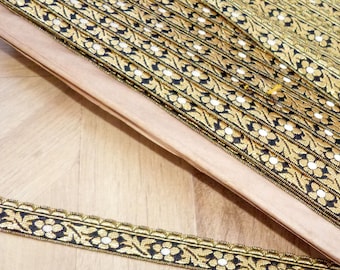 Antique French gold metallic trimming w silk passementerie galon unused religious gold metallic thread trim, church sewing supply