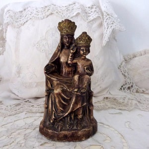 Święta Dziewica Maryja figura Madonna z Dzieciątkiem Jezus Chrystus antyczna francuska religijna figura naszej Pani, gipsowa rzeźba prezent