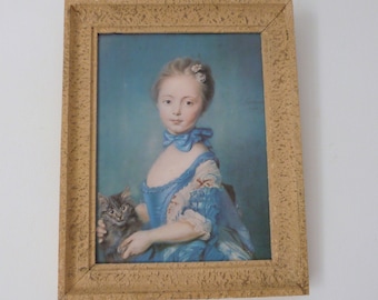 ジャン＝バティスト・ペロノー - 子猫を抱く少女（1745年）手描き