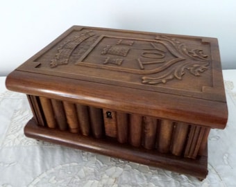 アンティーク彫刻木箱/フランス収納ボックス/無垢材/手彫り - Etsy 日本