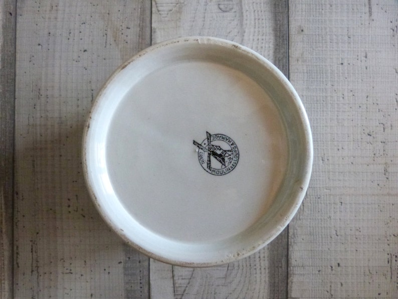 Antique pottery jar, handmade pot in white glazed earthenware Moulin des Loups, farmhouse country kitchen decoration image 2