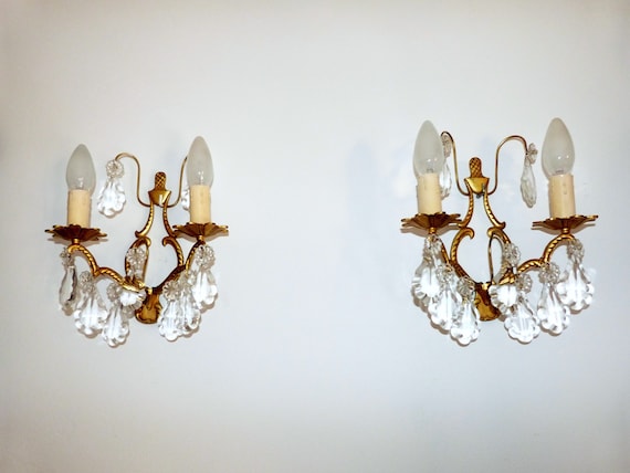 Pair of Bronze & Crystal Drop Chandeliers Pair of Bronze & Crystal Drop Chandeliers