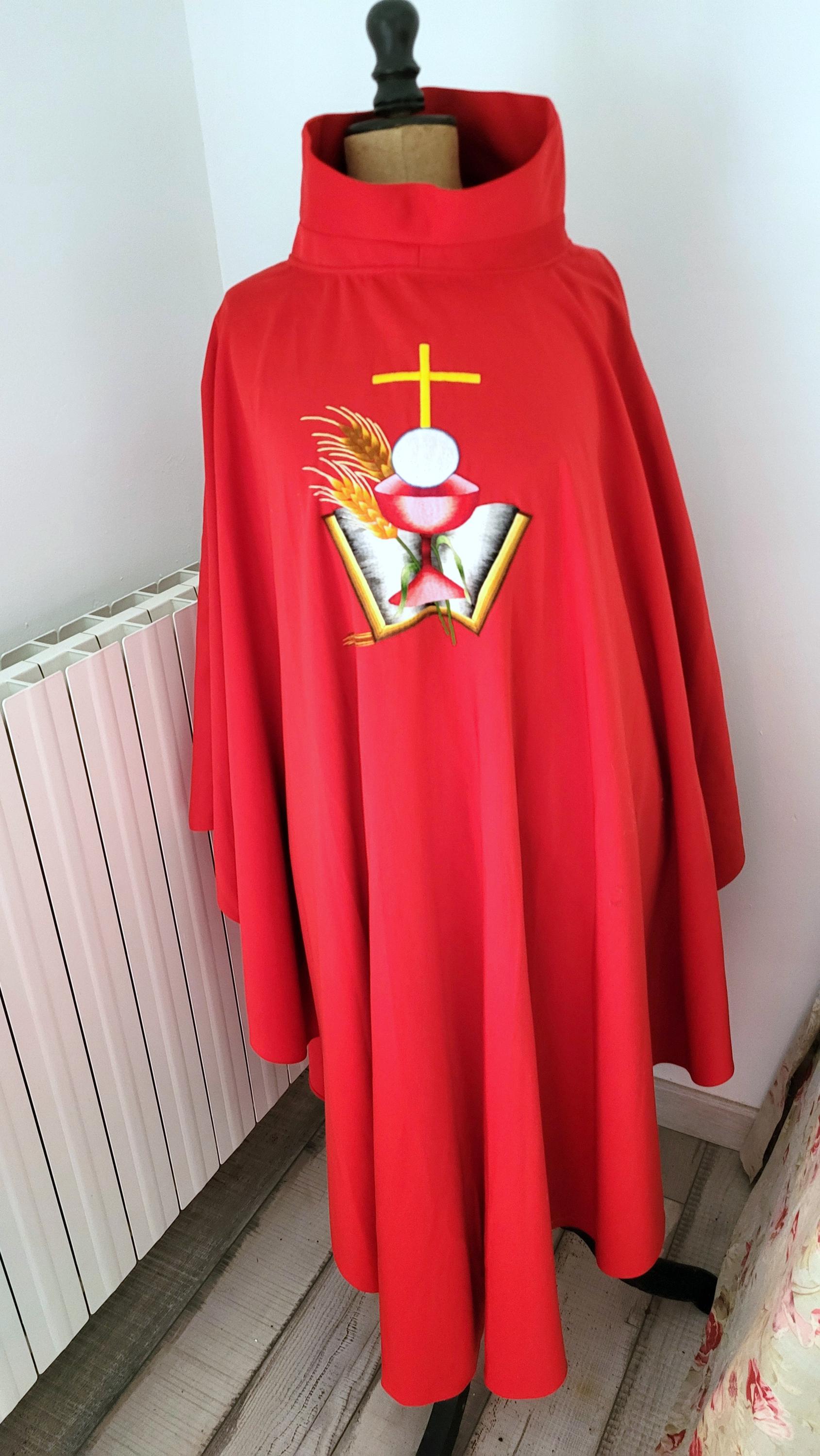 Vintage Red Clergy Vestment Dress Priest Cope Robe Chasuble Stole W ...