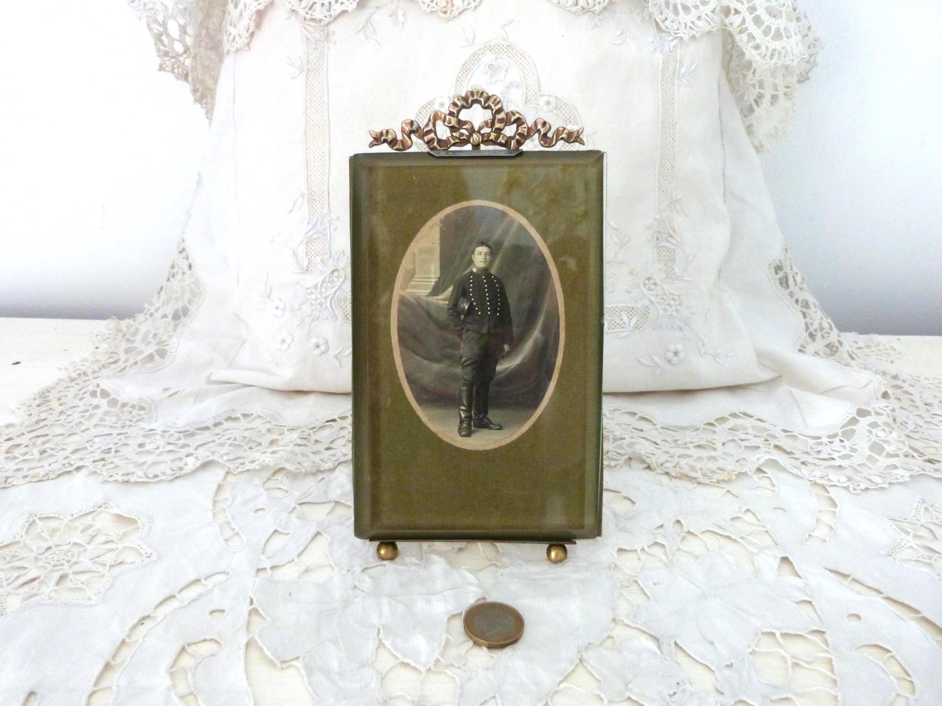 Large Antique French Ormolu Picture Frame W Ribbon Bow Design