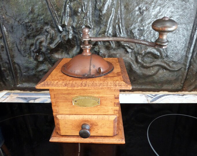 Antique French Coffee Grinder Wood Coffee Mill Wooden Coffee Etsy