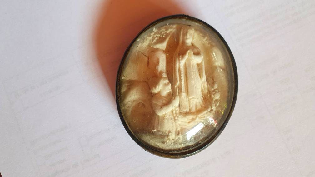 Antique French 1800s Religious Meerschaum Frame W Holy Virgin Mary Our ...