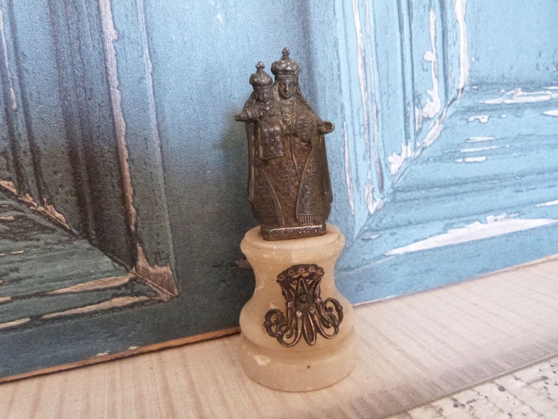 Madonna with child Jesus Christ statue Antique French image 6