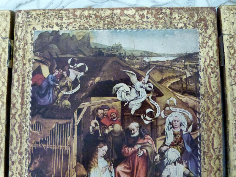 Antique Florentine Italian Triptych Madonna W Child Jesus Nativity ...