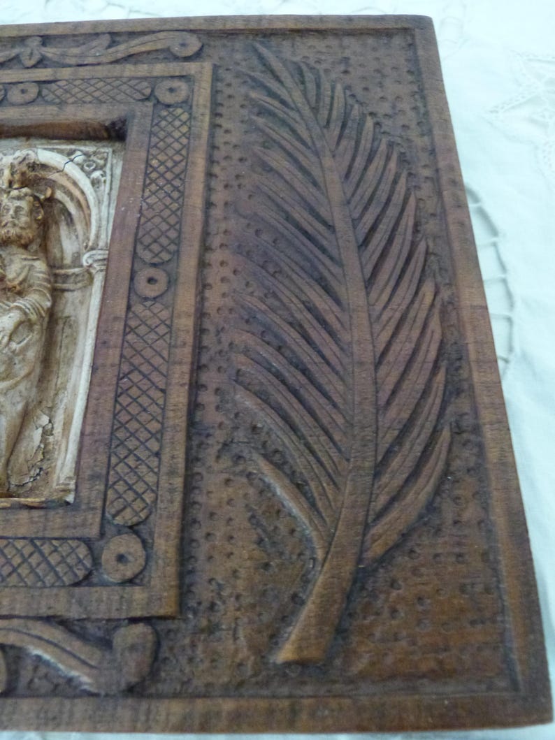 RARE Antique French 1800s Religious Frame W Saint in Chapel in Hand ...