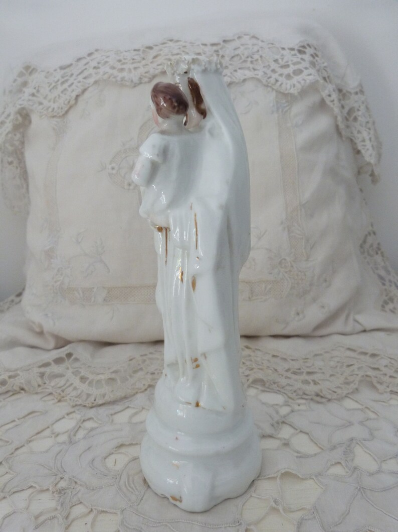Madonna With Child Jesus Holy Virgin Mary Gilded Porcelain Statue ...