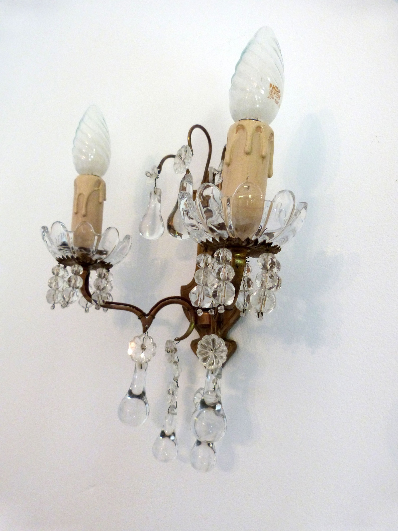 Antique French Crystal Bronze Wall Sconce Lighting Light - Etsy
