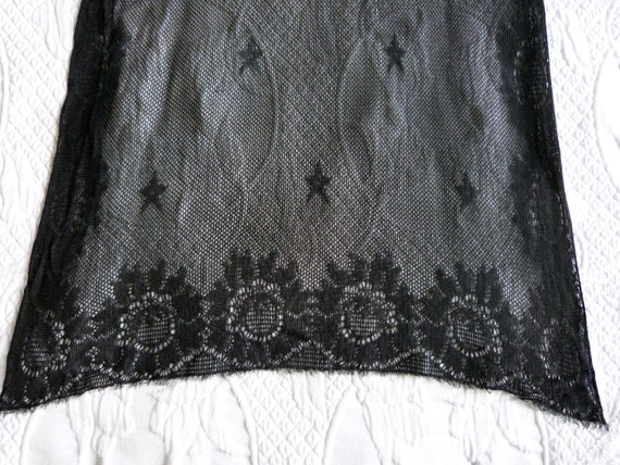 French vintage long black lace shawl wrap mantilla