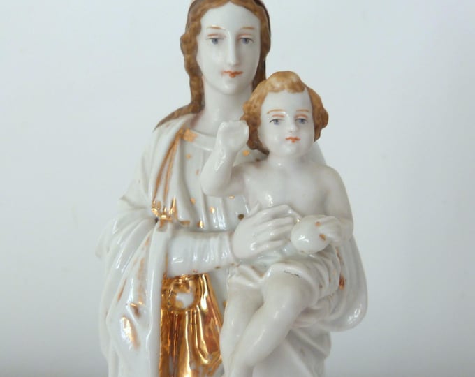 Holy Virgin Mary Gilded Porcelain Statue Madonna With Child Jesus ...