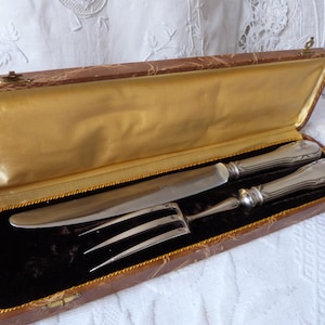 Antique French silver plated knife w fork boxed cutlery set tableware vintage French table ware perfect table ware decor dining table gift