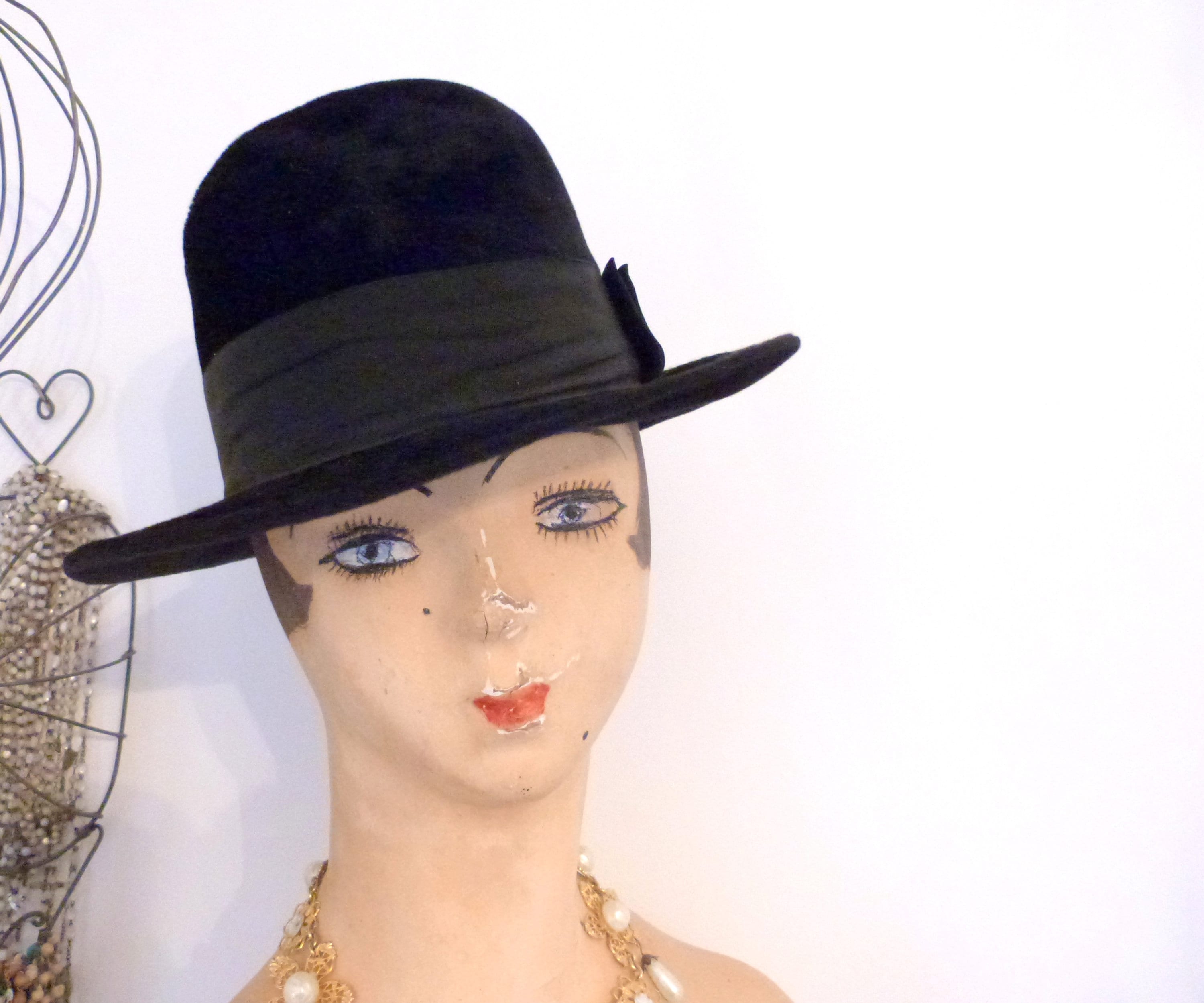 Sombrero De Copa Negro Clásico Con Cinta De Grosgrain Elegante Sombrero