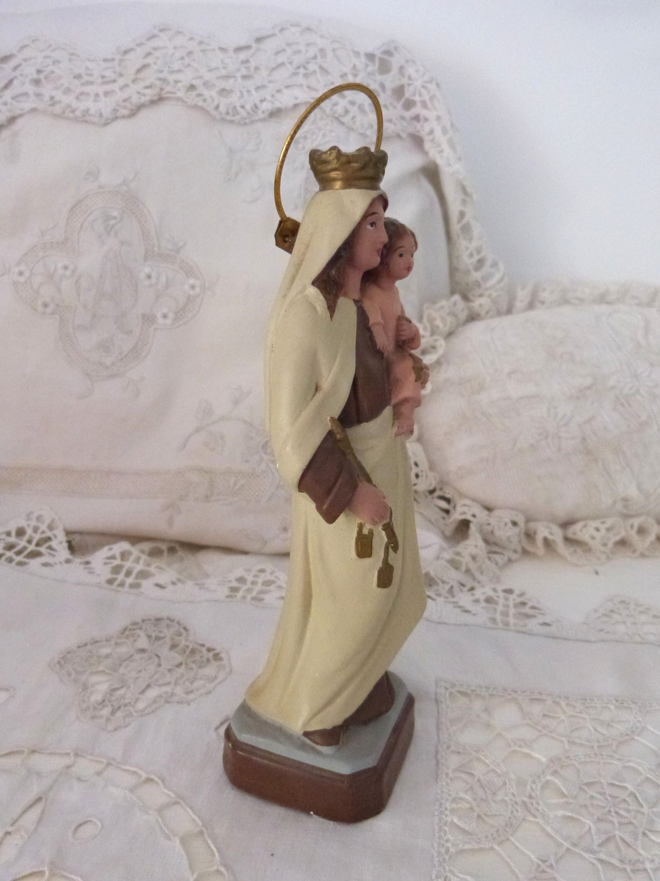 Holy Virgin Mary Statue Madonna With Child Jesus Vintage French ...