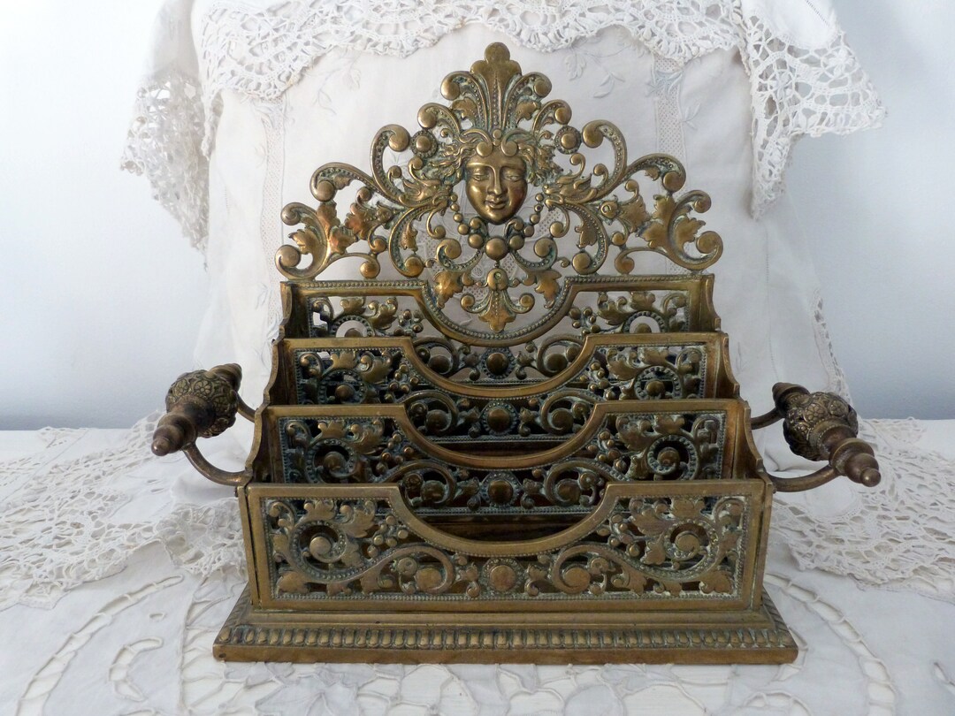 French Letter Rack Antique French 1800s Bronze Letter Holder Rack W Renaissance Decor W ...