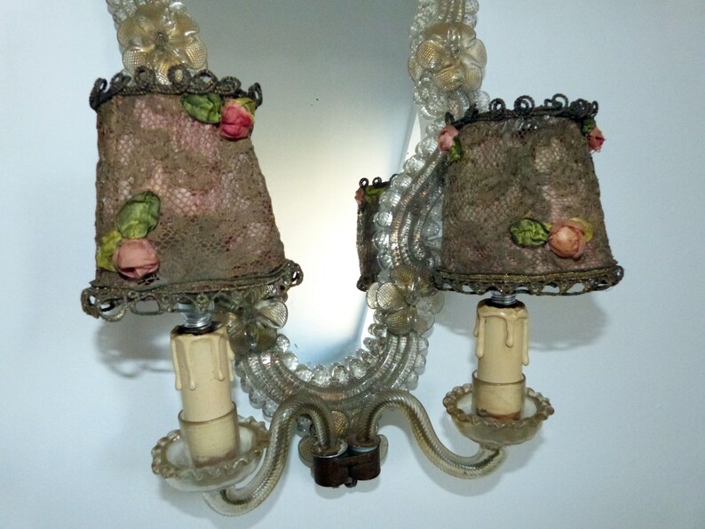 Antique French Victorian Lampshade Lamp Shade Boudoir Lace Image 0