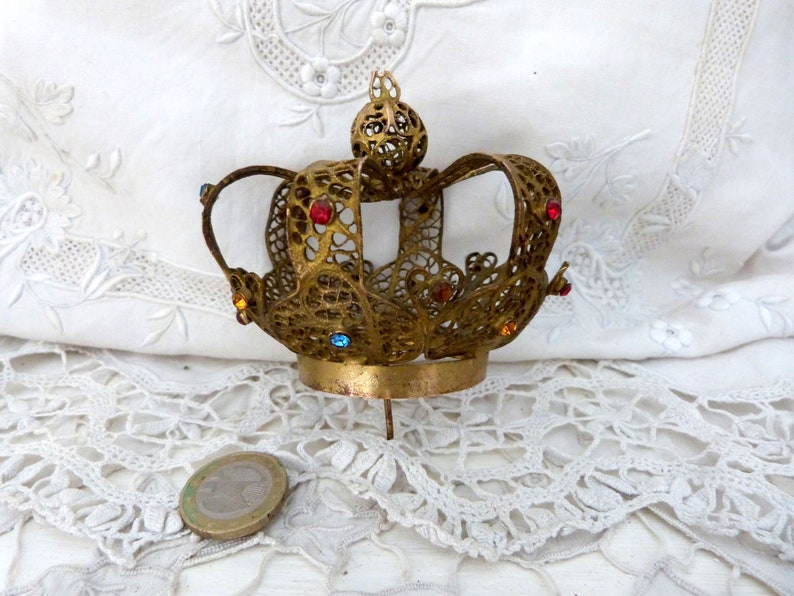 Small Antique French Jeweled Crown Rhinestone Tiara Religious - Etsy