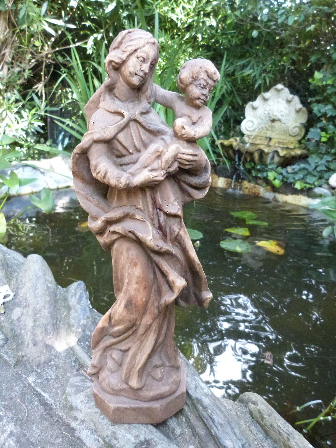 Holy virgin Mary statue hand carved wooden Madonna with child | Etsy