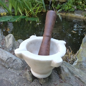 Antique signed marble mortar w pestle French 1800s marble chemist apothecary kitchen mortar kitchenware France French country cottage decor