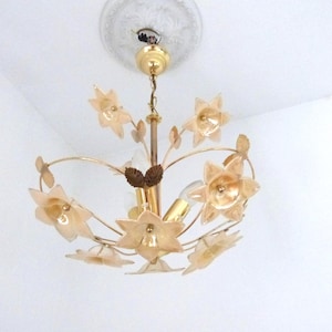 Vintage murano lamp ceiling light Murano glass flower bouquet chandelier lighting hanging light lamp rare model 1970s retro lighting