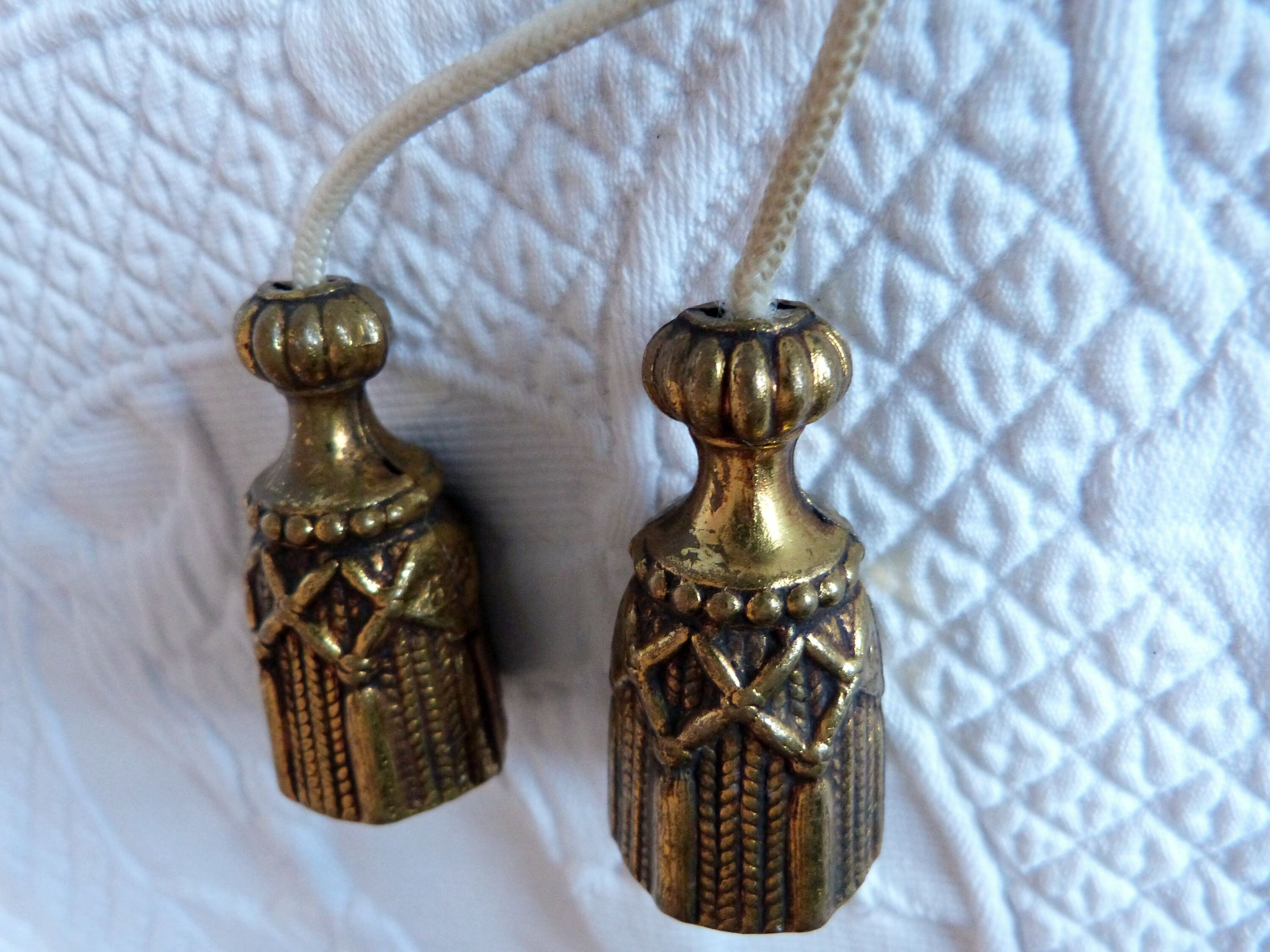 Antique French gilded brass curtain pulls weights blind pulls Etsy