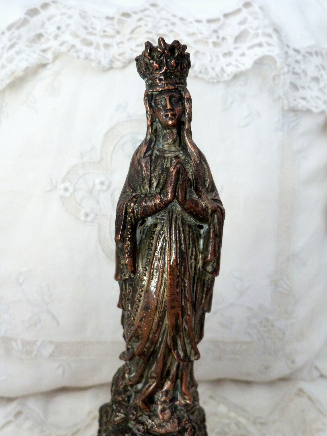 Antique French Religious Statue Holy Virgin Mary of Lourdes Madonna Our ...