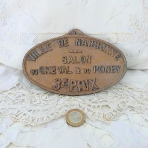 Vintage French equestrian prize award plaque horse and poney contest award Narbonne, 1900s trophy sign stable equestrian farmhouse country