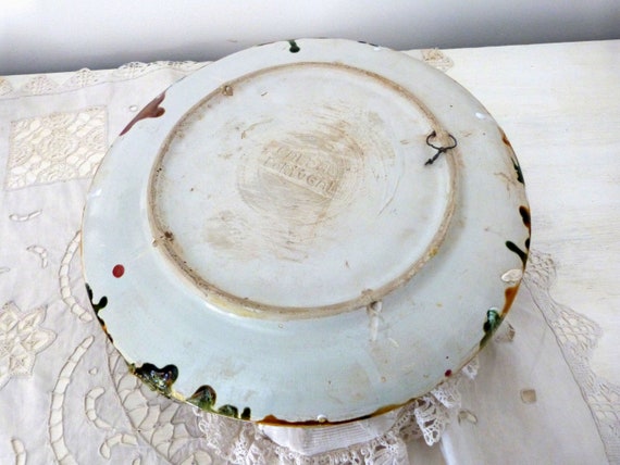 Lot De 4 Assiettes Plates Porcelaine - Décor Coquillages, Ets Brun Cannes, Vintage