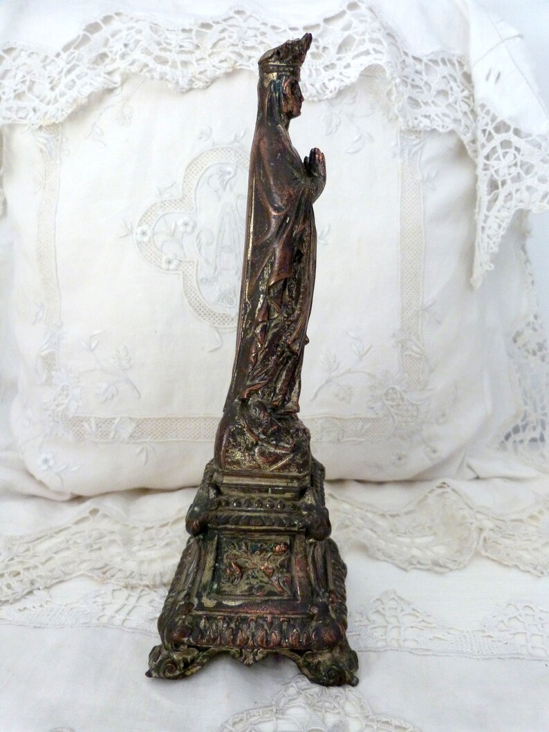 Antique French Religious Statue Holy Virgin Mary of Lourdes Madonna Our ...