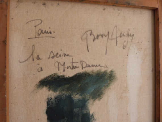 ヴィンテージ　フランス　油絵 ヴィンテージ フランス 油絵 サイン入り アンドレ・ベッセ ノート