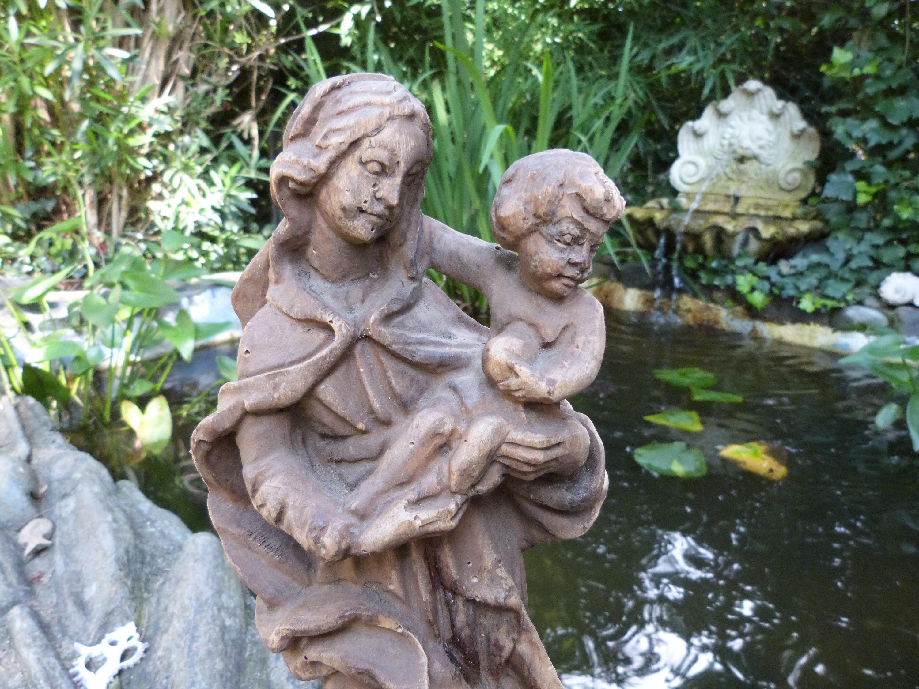 Holy Virgin Mary Statue Hand Carved Wooden Madonna With Child Jesus ...