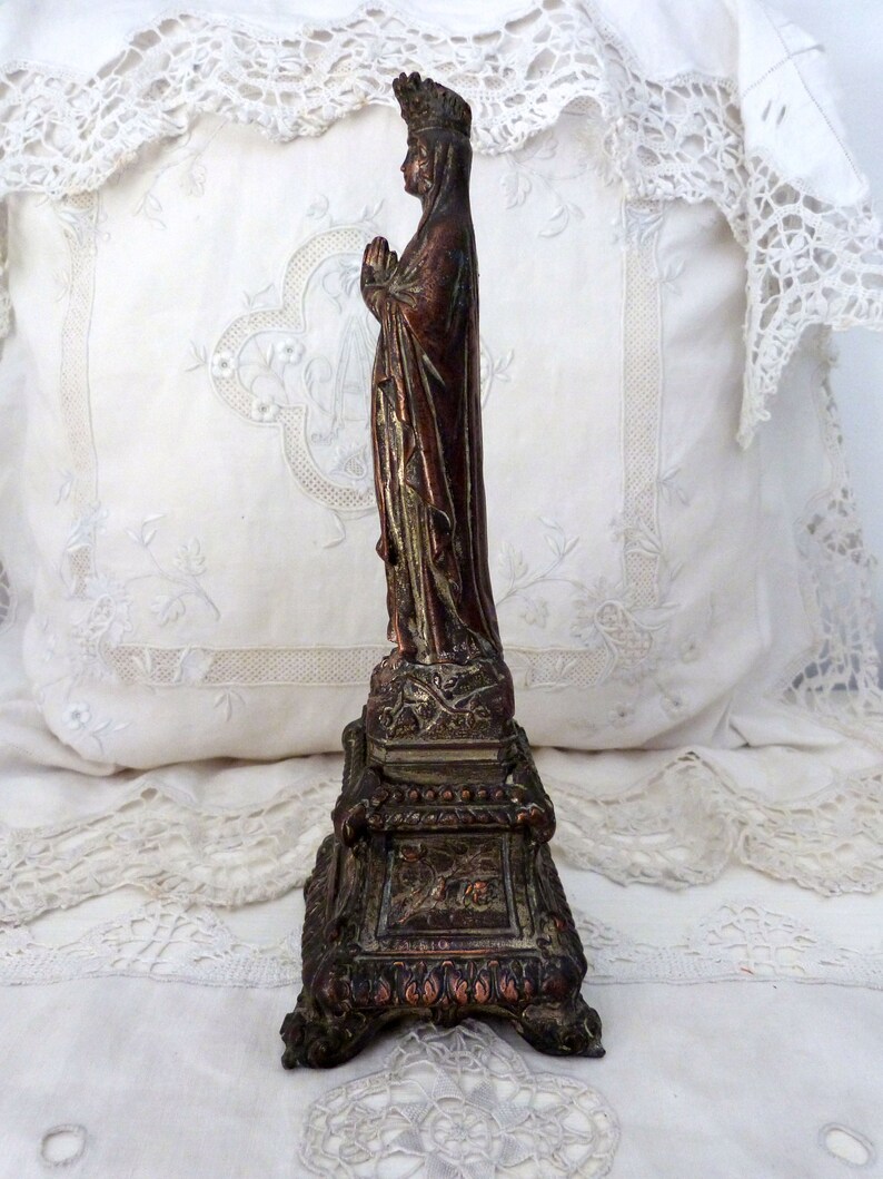 Antique French Religious Statue Holy Virgin Mary of Lourdes Madonna Our ...
