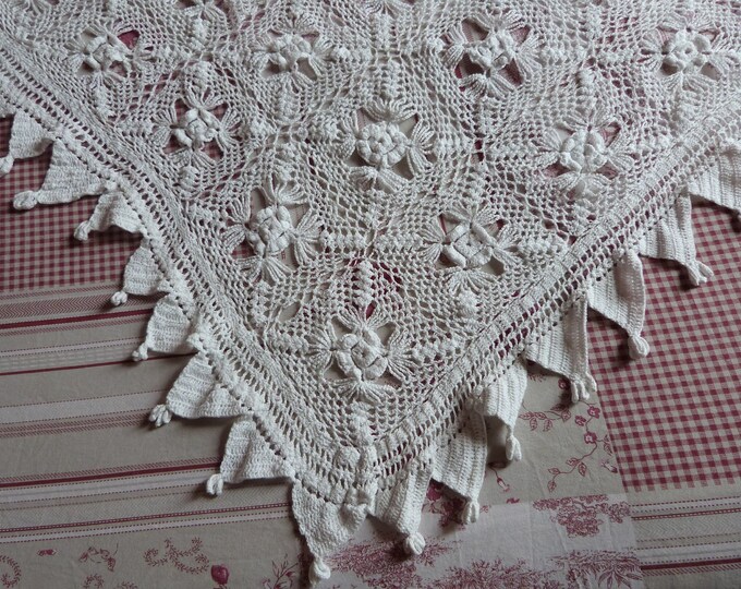 Antique Hand Crocheted Bedspread Afghan Blanket Big Handmade Etsy