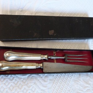 Antique French silver plated knife w fork boxed cutlery set tableware vintage French table ware perfect table ware decor dining table gift