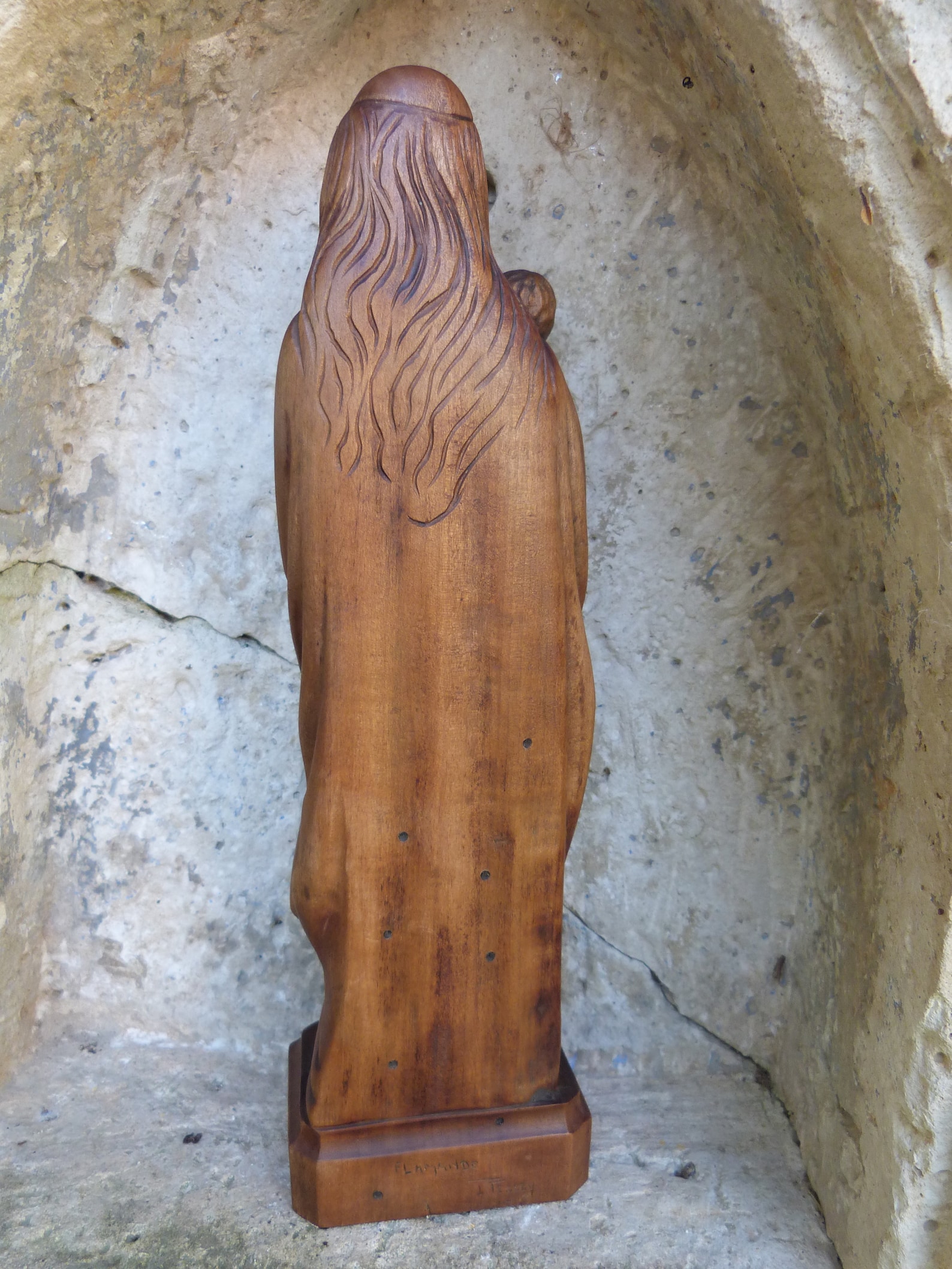 Holy Virgin Mary Statue Hand Carved Signed Wooden Madonna With Child ...