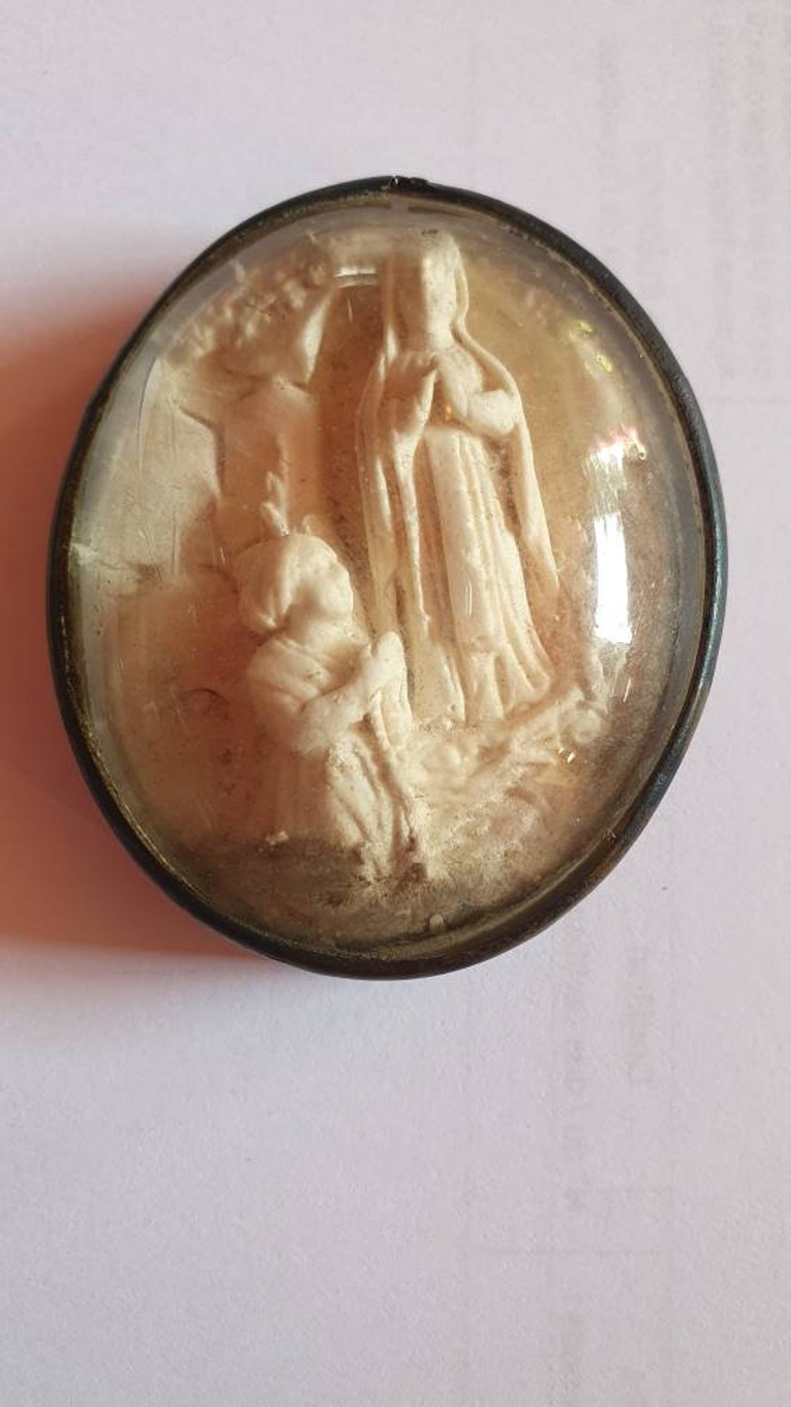 Antique French 1800s Religious Meerschaum Frame W Holy Virgin Mary Our ...