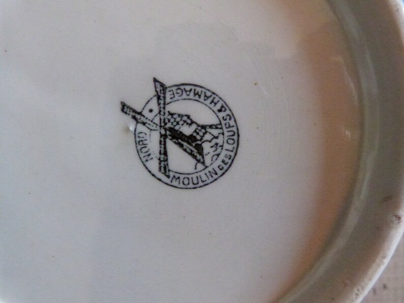 Antique pottery jar, handmade pot in white glazed earthenware Moulin des Loups, farmhouse country kitchen decoration image 5