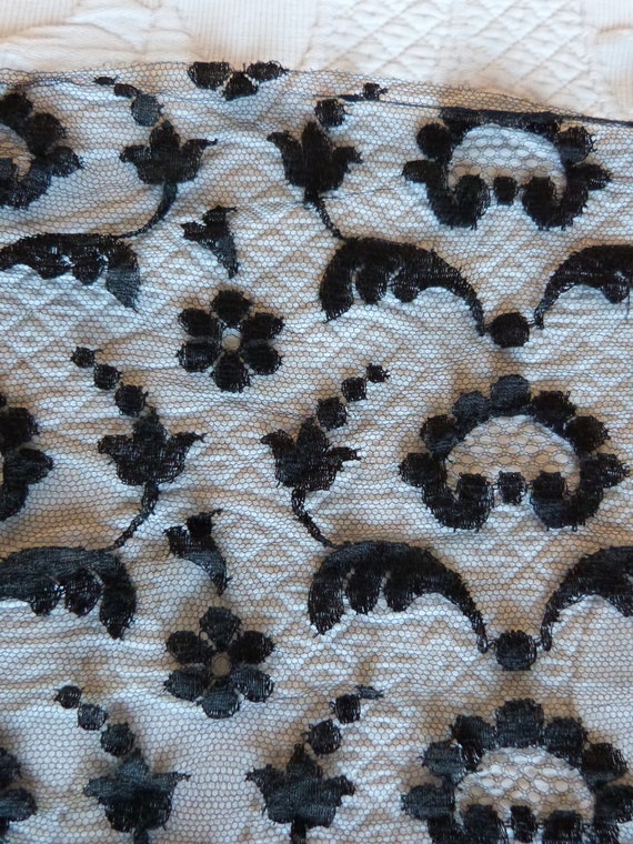 French antique black lace shawl wrap mantilla vei… - image 8