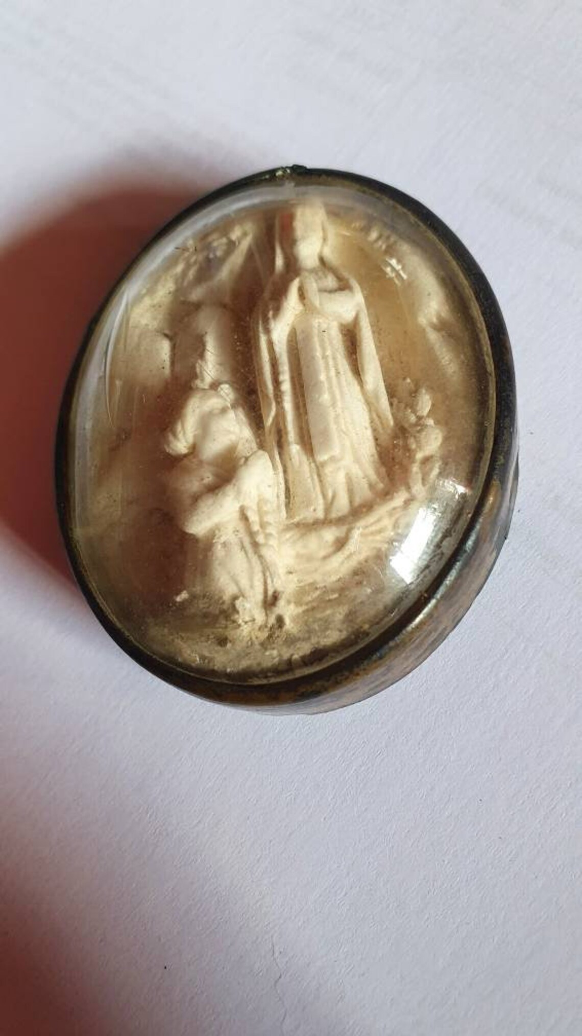 Antique French 1800s Religious Meerschaum Frame W Holy Virgin Mary Our ...