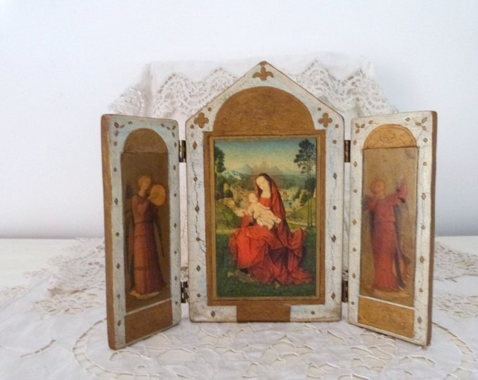 Antique Florentine Italian Triptych Madonna W Child Jesus, BIG Travel ...