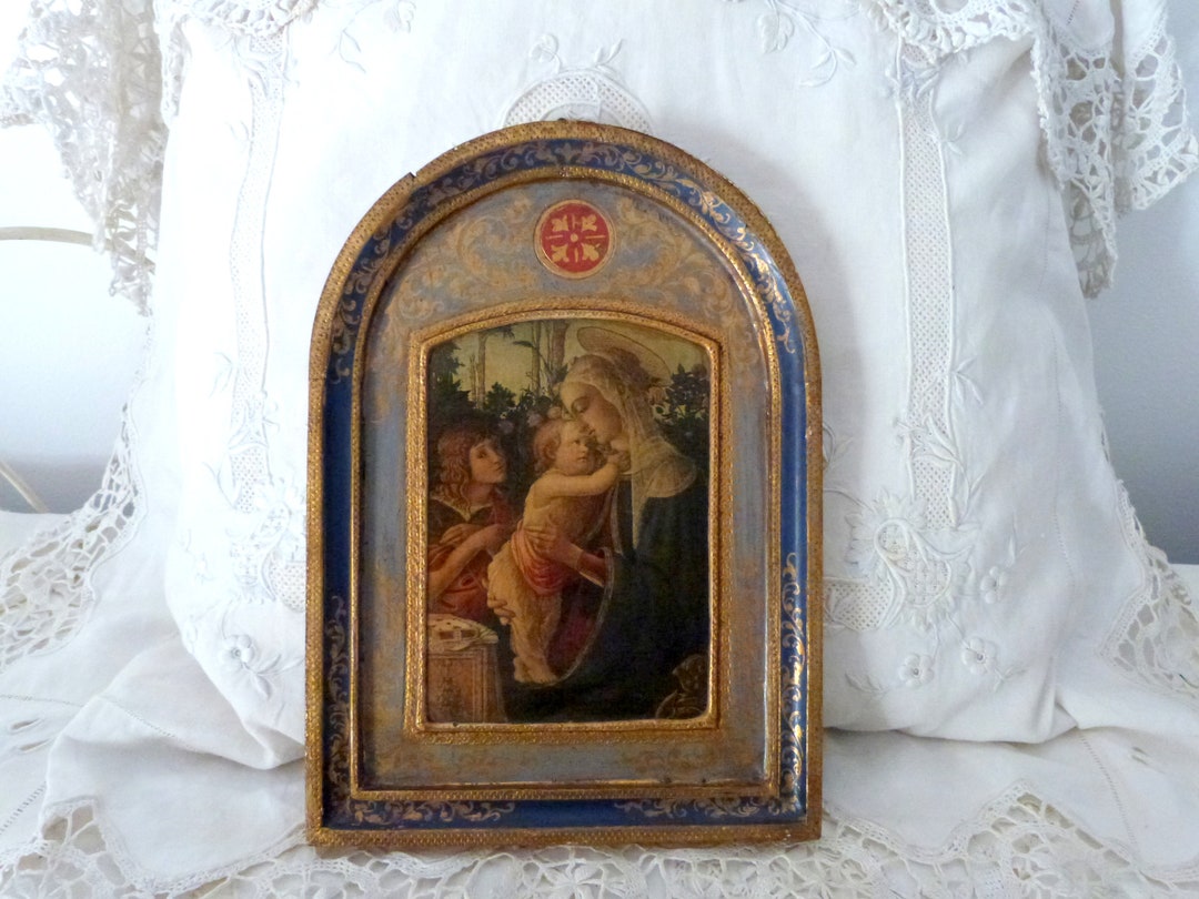 Antique Florentine Frame Madonna and Infant Child Jesus W St - Etsy