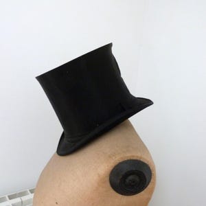 Ancien chapeau haut de forme pliable en soie Gibus noir opéra steampunk tuyau de poêle chapeau haut de forme antique gothique victorien pour homme avec tampons dorés